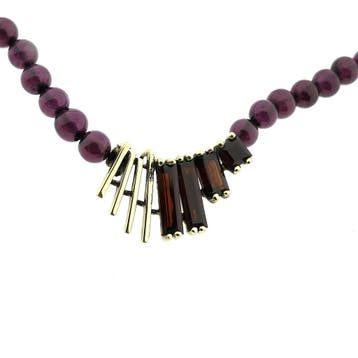 Glaskralen collier met gouden hanger (Ketting), Ophalen of Verzenden, Gebruikt, Goud, Goud