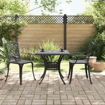vidaXL 3-delige Bistroset gietaluminium zwart, Tuin en Terras, Tuinsets en Loungesets, Verzenden, Nieuw, Aluminium, 2 zitplaatsen
