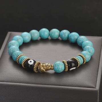 Handgemaakte Buddha & Evil Eye Armband met Turkoois Blauwe S, Verzenden, Nieuw