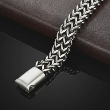 Stoere RVS Dubbele Riem Armband met Magnetische Sluiting - V