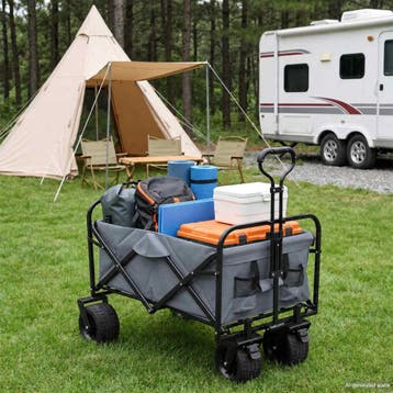 vidaXL Vouwbare winkelwagentje met remmen Grijs 89 x 63 x 96, Verzenden, Nieuw