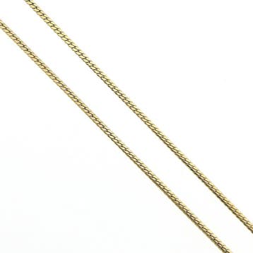 Gouden platte cardano schakelketting met vaste hanger, Ophalen of Verzenden, Gebruikt, Goud, Goud