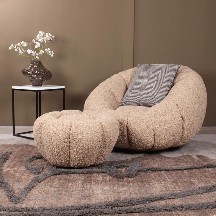 DS4U Olivia fauteuil set teddy - beige, Huis en Inrichting, Stoelen, Nieuw, Ophalen of Verzenden