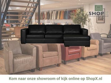 Leren hoekbank Flow - 2,5 zits arm links + longchair rechts, 250 tot 300 cm, Hoekbank, Nieuw, Ophalen of Verzenden