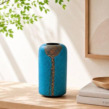 Vaas - Keramiek, Indigo glazuur met gouddecoratie, Morino