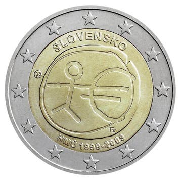 Slowakije 2 Euro 10 Jaar EMU 2009, Postzegels en Munten, Munten | Europa | Euromunten, Verzenden