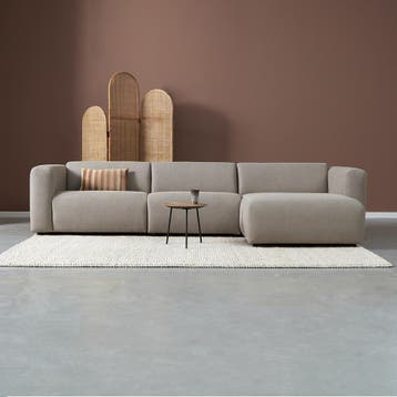 *WOONWINKEL* Hoekbank Met Chaise Longue Rechts Taupe, Verzenden, Nieuw
