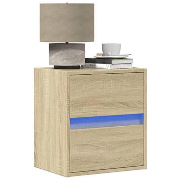 vidaXL Nachtkastjes met LED wandgemonteerd 2 st sonoma, Verzenden, Nieuw, Hout