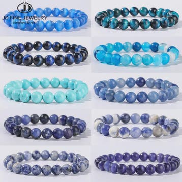 Natuurstenen Armband Dames - Elastisch, Blauw, Yoga & Healin, Verzenden, Nieuw