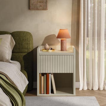 Nachtkast Nand met lade en open vak 55x45x39 cm havermout [e, Verzenden, Nieuw