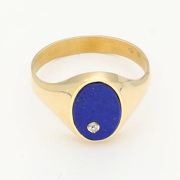 Ring - 18 karaat Geel goud - Diamant - Lapis Lazuli, Nieuw