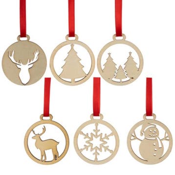 Ruhhy Houten Kerstballen – Set van 36 Stuks, Beige, DIY D., Ophalen of Verzenden, Nieuw