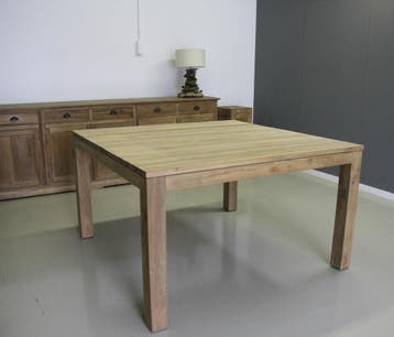 Vierkante tafel van teakhout -  100 cm x 100 cm, Huis en Inrichting, Ophalen of Verzenden, Nieuw