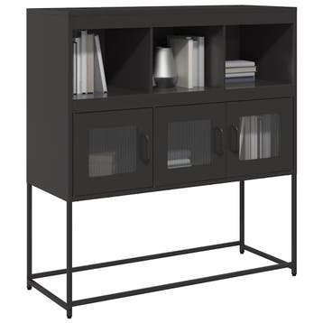 vidaXL Dressoir 100,5x39x107 cm koudgewalst staal zwart, Verzenden, Nieuw, Metaal