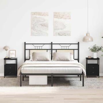 vidaXL Nachtkastjes 2 st 34x35,5x50 cm bewerkt hout zwart, Minder dan 45 cm, Verzenden, Nieuw, Minder dan 55 cm