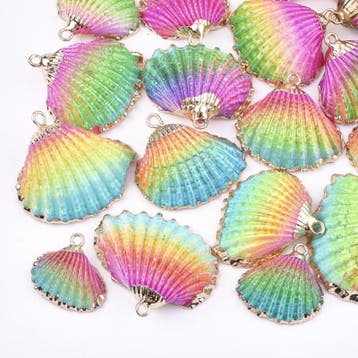 1 x Schelp hanger ombre mix goudkleur 26 x 24 x 9mm gat: 2mm, Ophalen of Verzenden, Nieuw, Bedel