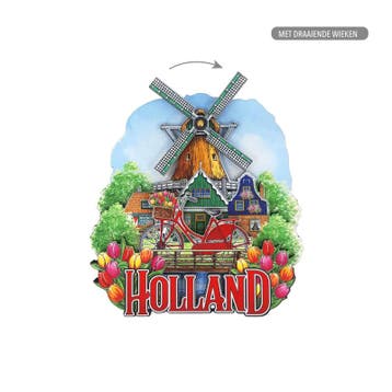 MDF Holland fiets molen met draaiende wiek, Ophalen of Verzenden, Nieuw