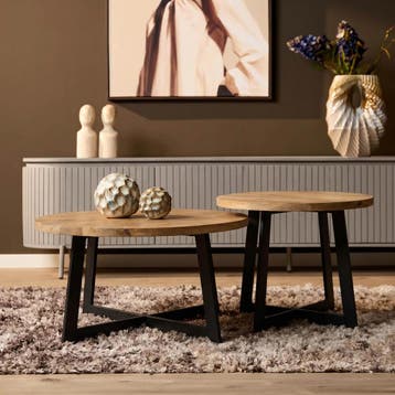 Salontafel set Atlanta, mangohout naturel | Starfurn, Ophalen of Verzenden, Nieuw