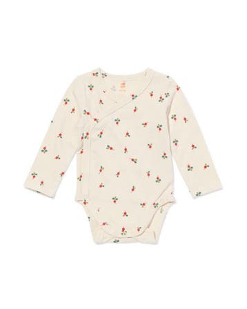 HEMA Baby meegroei overslagromper rib radijs beige, Verzenden, Nieuw