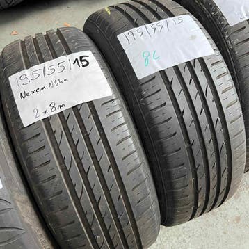 2 x Nexen 195-55-15 Zomerbanden 8mm, Gebruikt, 15 inch, Ophalen of Verzenden, Band(en)
