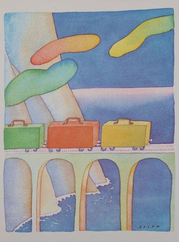 Jean-Michel Folon (1934-2005) - Départ en voyage