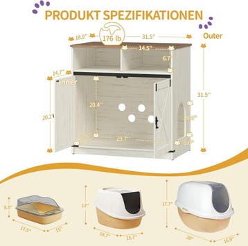 Kattenbak kast - Kattenkast - Kattentoilet - 80x48x80 cm - B, Dieren en Toebehoren, Verzenden, Zo goed als nieuw
