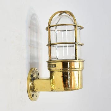 Wandlamp - Messing, Glas - Industrieel kooi-lamp