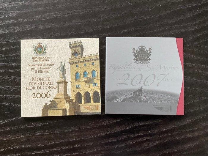 San Marino. Year Set (BU) 2006/2007 (2 sets) (Zonder, Postzegels en Munten, Munten | Europa | Niet-Euromunten