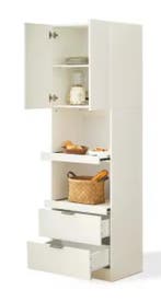 Hoge Keukenkast 200 cm – Wit Dressoir met Lades &amp; Planken, Huis en Inrichting, Keuken | Keukenelementen, Verzenden, Nieuw