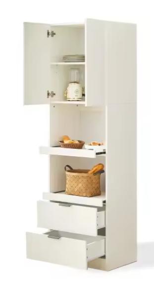 Hoge Keukenkast 200 cm – Wit Dressoir met Lades &amp; Planken, Verzenden, Nieuw