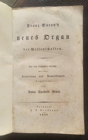 Francis Bacon - Neues Organ der Wissenschaften - First