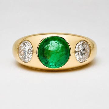 Statement ring - 14 karaat Geel goud - 2.28ct. tw. Smaragd -