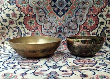 Set 2 Oude Jambati en Manipuri Klankschalen. - Nepal -