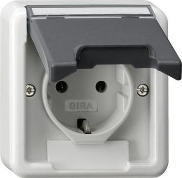Gira IP44 Opbouw SCHUKO Stopcontact Met Scharnierende, Verzenden, Nieuw, Overige typen