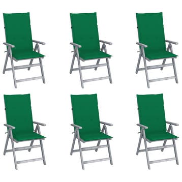 vidaXL Tuinstoelen 6 st verstelbaar met kussens massief, Tuin en Terras, Verzenden, Nieuw, Hout