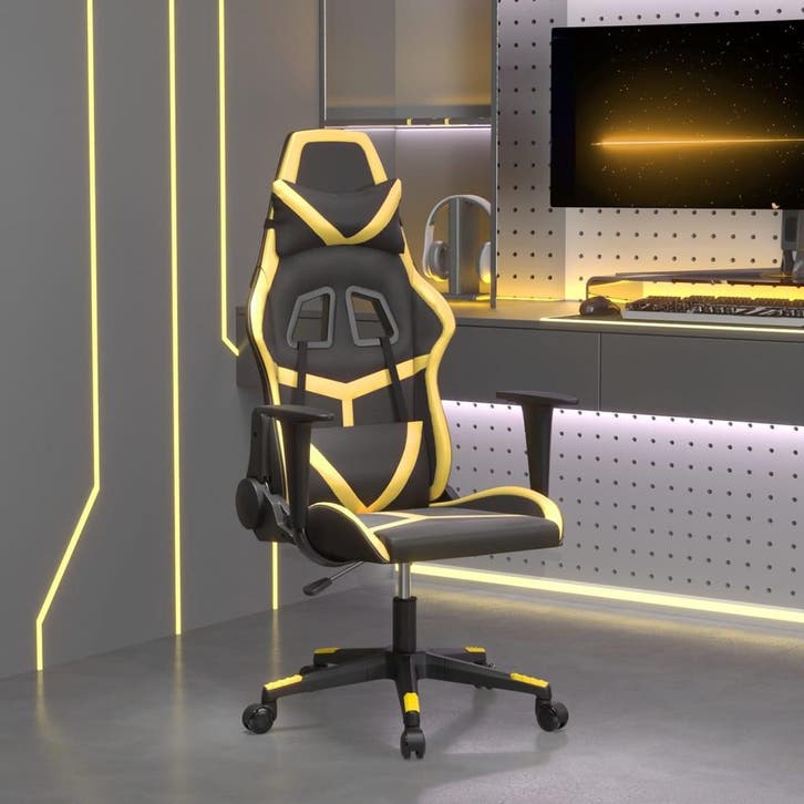 vidaXL Gamestoel kunstleer zwart en goud, Huis en Inrichting, Bureaustoelen, Nieuw, Verzenden