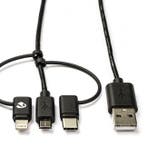 USB A  USB C + Micro USB + Lightning oplaadkabel | 1 meter, Verzenden, Nieuw