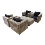 Nissah stoel loungeset 5-delig naturel rotan, Tuin en Terras, Ophalen of Verzenden, Nieuw