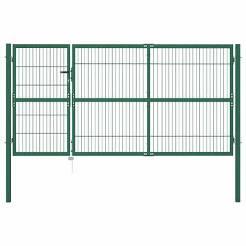 vidaXL Tuinhek met palen 350x140 cm staal groen, Verzenden, Nieuw