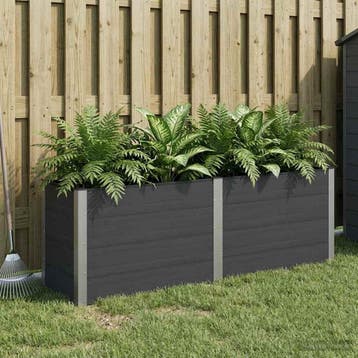 vidaXL Verhoogde plantenbak Zwart 200 x 50 x 91 cm WPC en, Verzenden, Minder dan 60 cm, Nieuw, 60 cm of meer