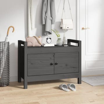 vidaXL Halbankje 80x40x60 cm massief grenenhout grijs, Verzenden, Nieuw