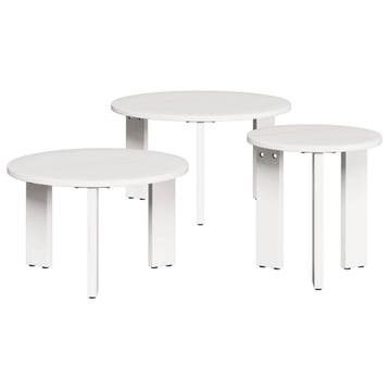 vidaXL Salontafel 3 st Wit 47,5 x 47,5 x 27 cm Massief, Huis en Inrichting, Tafels | Salontafels, Verzenden, Nieuw, Grenenhout