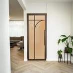 Stalen Binnendeur - Brons - 5 Vlaks rond - Mat glas, Minder dan 80 cm, Binnendeur, Nieuw, Metaal