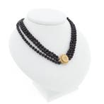 Antieke granaat kralen collier met gouden sier slot., Gebruikt, Overige kleuren, Ophalen of Verzenden, Met edelsteen