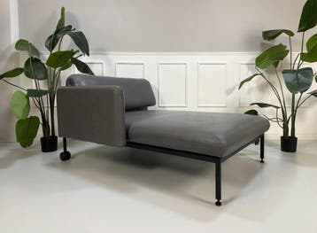 Brühl Roro Medium Designer Leren Grijze Bank Longchair, Tweepersoons, Leer, Ophalen of Verzenden, Zo goed als nieuw