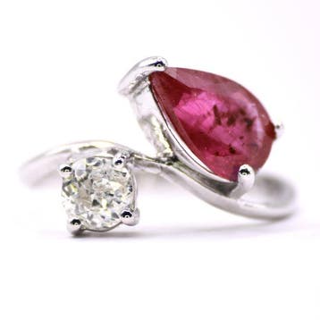 Zonder minimumprijs - Ring - 14 karaat Witgoud - 3.39ct. tw., Nieuw