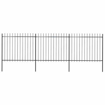 vidaXL Tuinhek met speerpunt staal 504x150 cm zwart, Verzenden, Nieuw, IJzer, 2 meter of meer