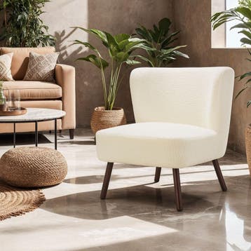 Teddy-fauteuil Robina 2 offwhite W2 - Bouclé gebroken wit, Huis en Inrichting, Stoelen, Verzenden, Nieuw