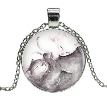 Fako Bijoux - Ketting - Cabochon - Yin Yang - Poezen, Verzenden, Nieuw