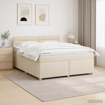 vidaXL Boxspringbed met matras Crèmekleurig 140 x 200 cm, Huis en Inrichting, Verzenden, Nieuw, Tweepersoons, Crème
